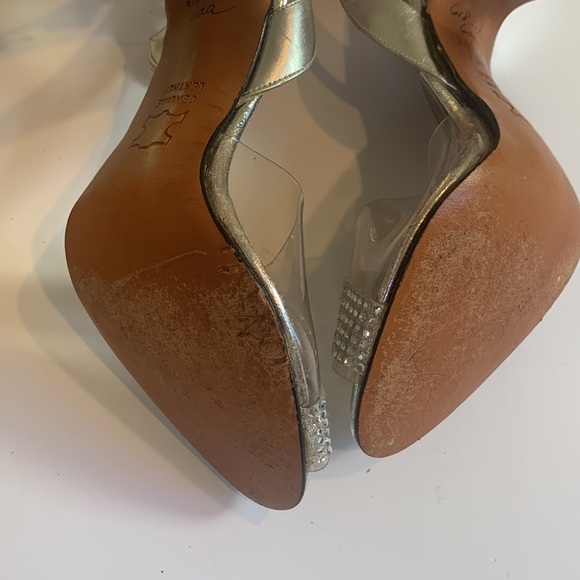Size 6 Nordstrom Amano clear peep toe silver heels excellent condition. - Picture 5 of 5
